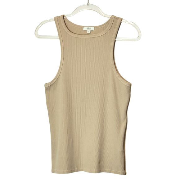 AGOLDE Ribbed Tank Top in Latte Racerback Organic Cotton Casual Summer Beige L - Picture 1 of 9
